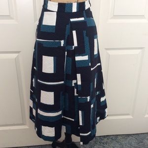 Banana Republic Geometric Patterned Midi Skirt - Blue and White